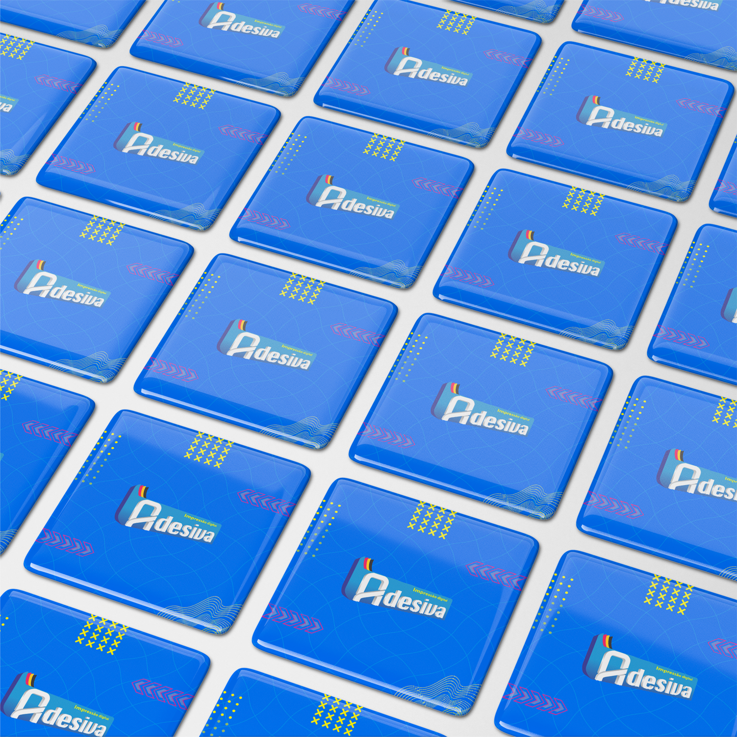 3X3 cm - Adesivo Resinado Personalizado - Resina PU - Quadrado