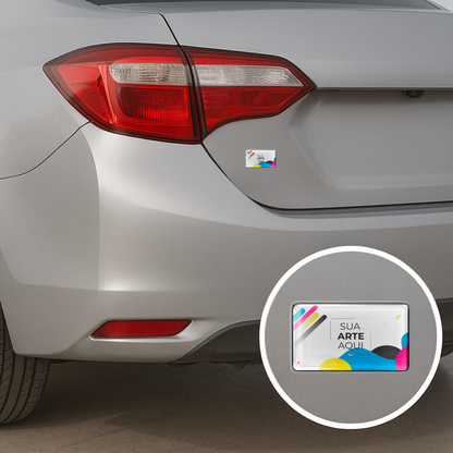 6X3 cm - Adesivo Resinado Prata Personalizado - Resina PU