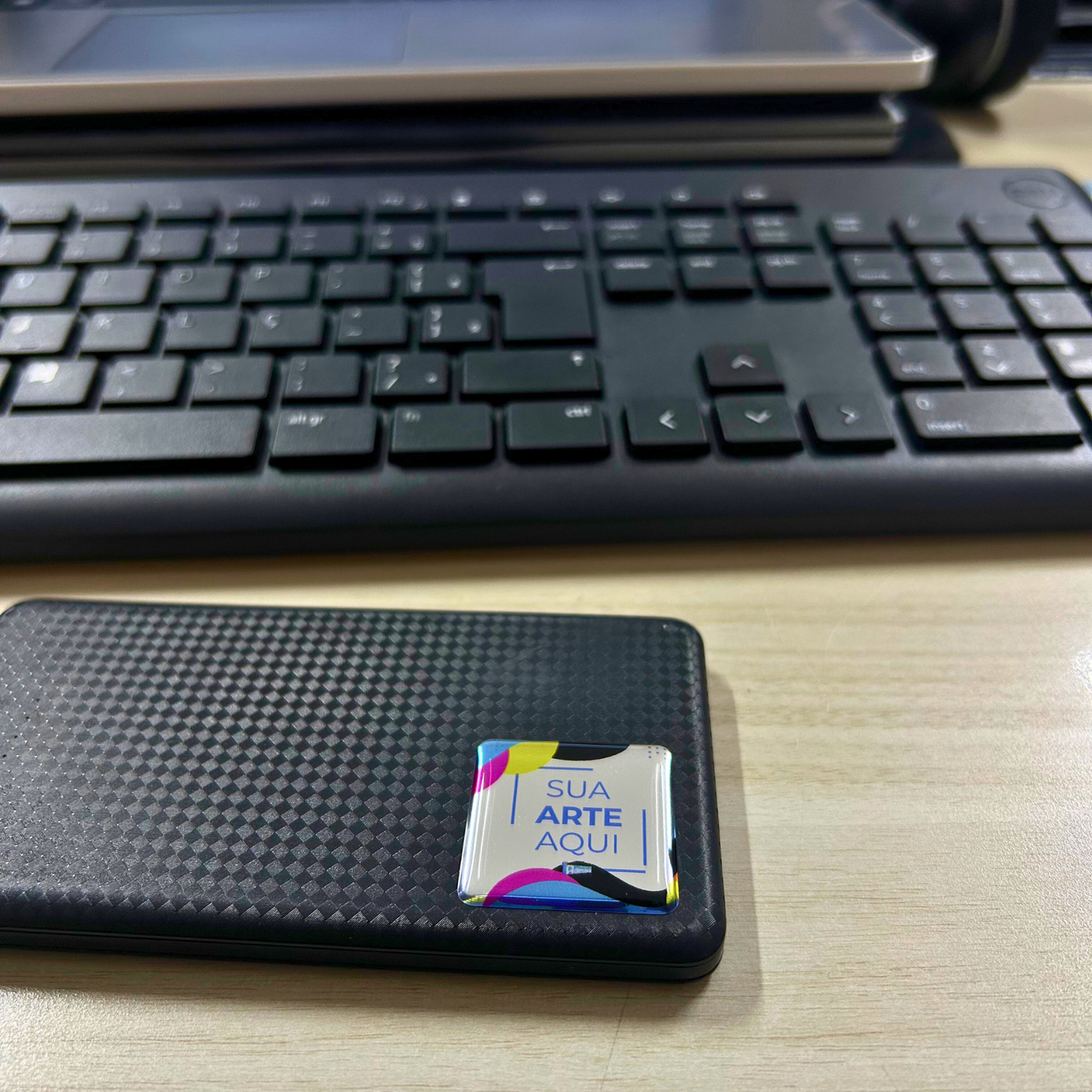 3X3 cm - Adesivo Resinado Prata Personalizado - Resina PU - Quadrado