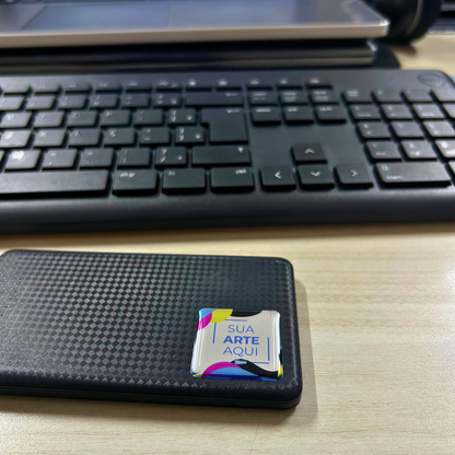 3X3 cm - Adesivo Resinado Prata Personalizado - Resina PU - Quadrado